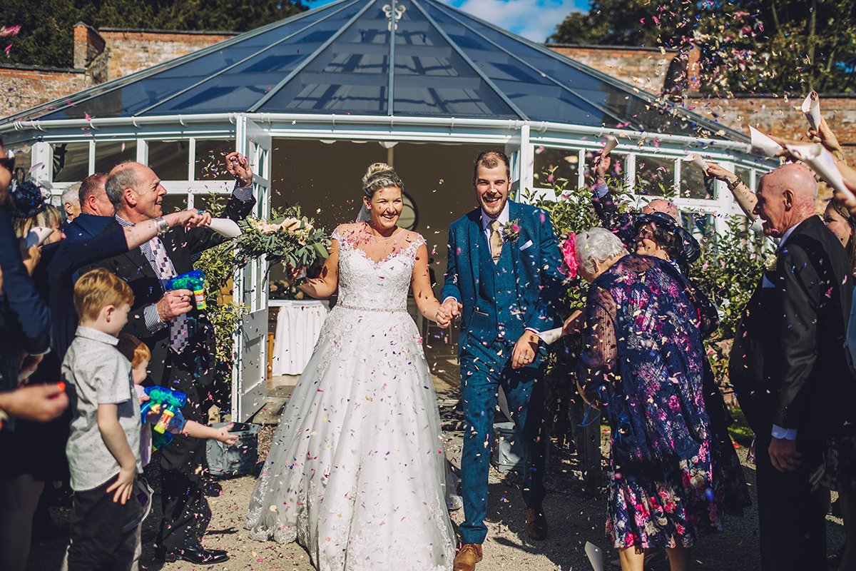Combermere Abbey wedding | Combermere Abbey wedding photography | Combermere Abbey confetti shot