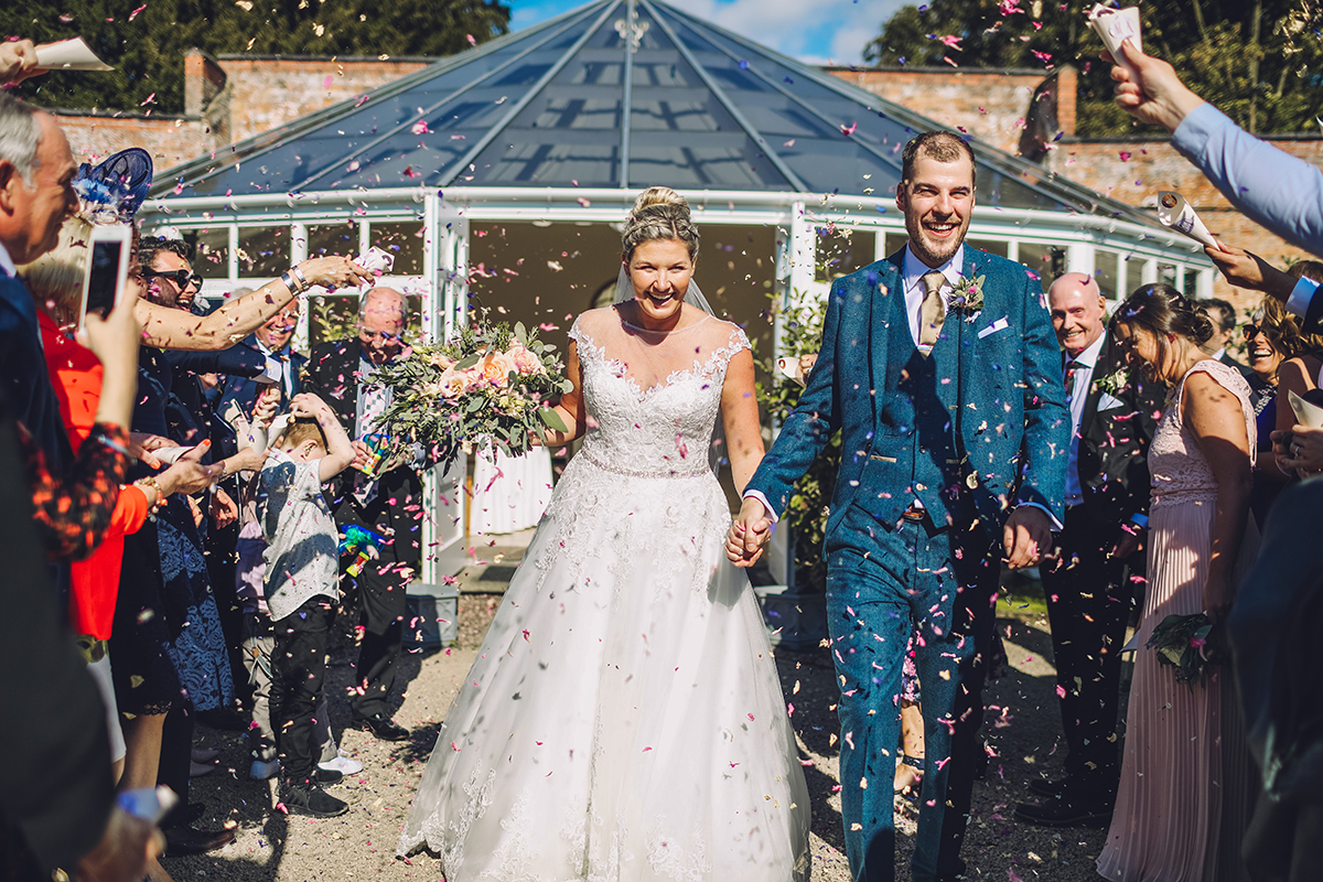 Combermere Abbey wedding | Combermere Abbey wedding photography | Combermere Abbey confetti shot