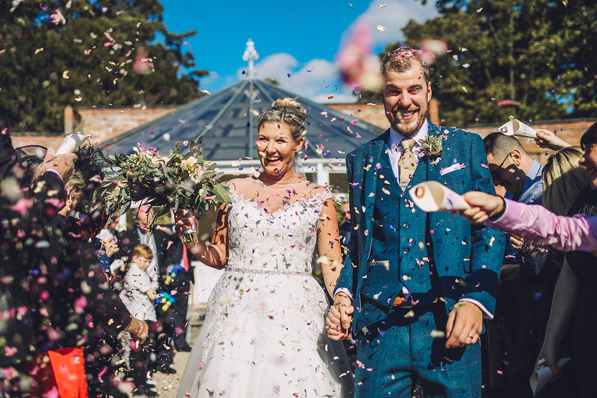 Combermere Abbey wedding | Combermere Abbey wedding photography | Combermere Abbey confetti shot